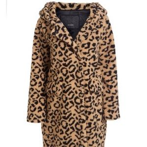 Steve Madden Leopard Sherpa Hooded Jacket SZ L NWT!!